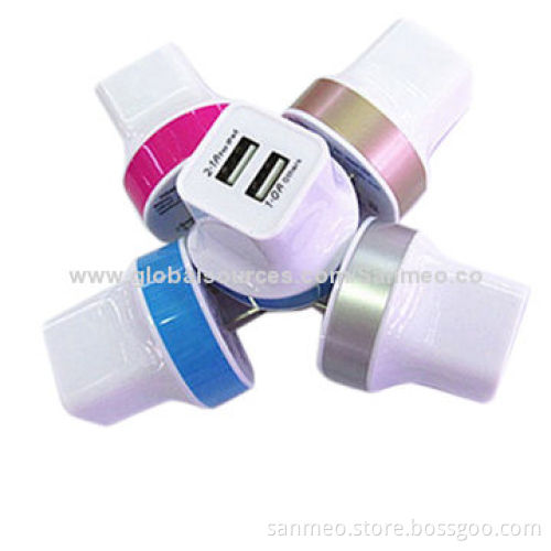 Portable dual USB wall charger, can charge various digital devices such as iPhone/iPad/iPod/SamsungNew